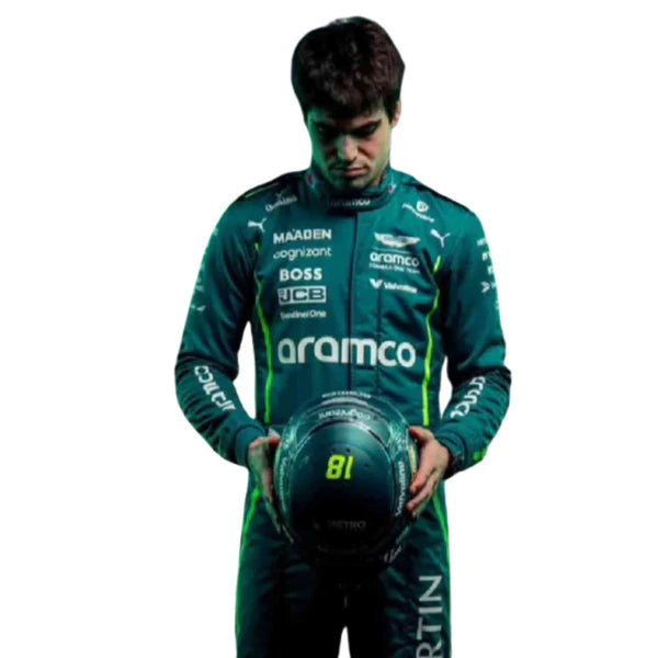 Explore Lance Stroll's Aston Martin racing suit for the 2025 Aramco Formula One Team. Uncover the features and innovations that enhance his performance.